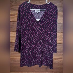 Leota V-neck 3/4 Sleeve Top Appaloosa Pattern Dots NWT New